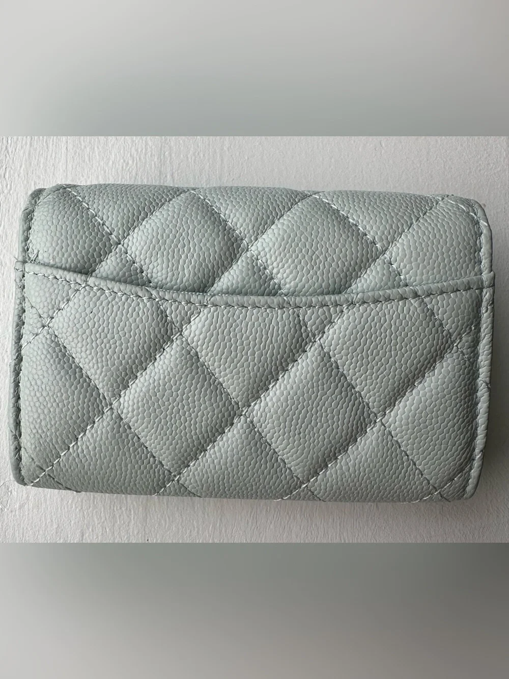 CHANEL Quilted Mini Wallet in Pale Blue with Gold Hardware